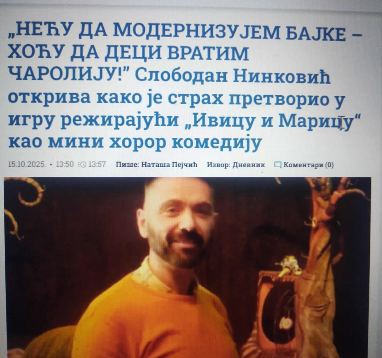 Slobodan Ninković u intervjuu za “Dnevnik”